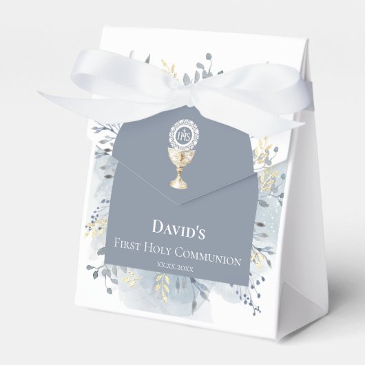 watercolor foliage First Holy Communion Geschenkschachtel (Vorderseite)