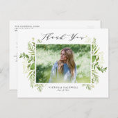 Watercolor Foliage Foto Abschluss Vielen Dank Postkarte (Vorne/Hinten)