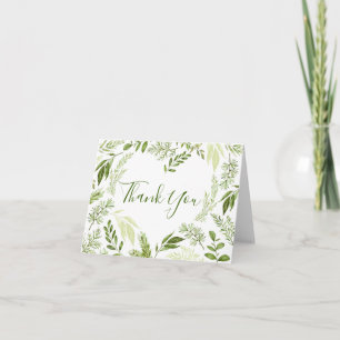 Watercolor Foliage Heart Botanical Thank You Card Dankeskarte