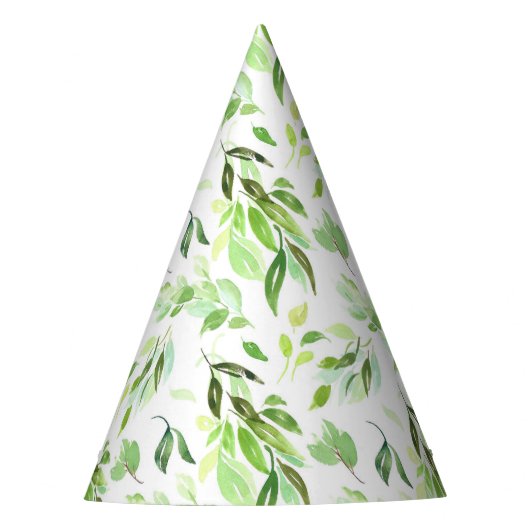 Watercolor Foliage Muster Whimsical Partyhütchen (Vorderseite)