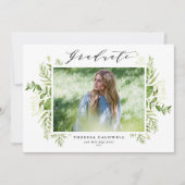 Watercolor Foliage Photo Graduation Invitation Einladung (Vorderseite)