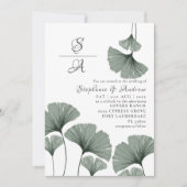 Watercolor Foliage Sage Green Gingko Hochzeit Einladung (Vorderseite)