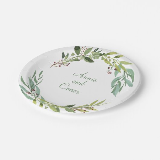 Watercolor Foliath Pappteller (Schrägansicht)