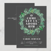 Watercolor Folies Wreath Kirche Weihnachtsservice Einladung (Vorne/Hinten)