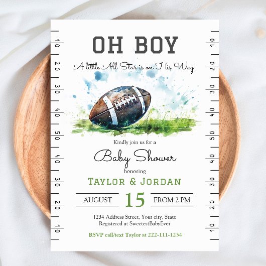 Watercolor Football Baby Shower Einladung