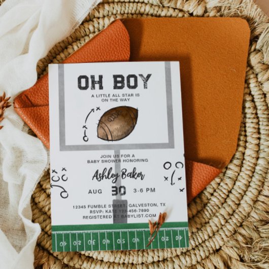 Watercolor Football Baby Shower Einladung