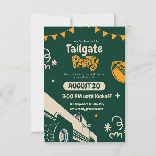 Watercolor Football Birthday Invitation Boys Sport Einladung (Vorderseite)