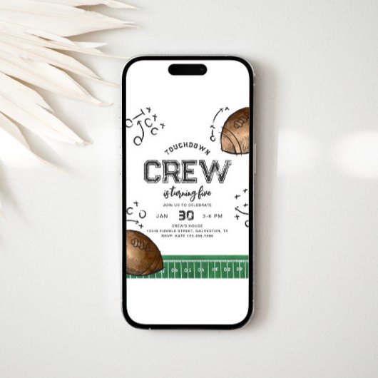 Watercolor Football Birthday Invitation Einladung