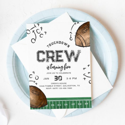 Watercolor Football Birthday Invitation Einladung