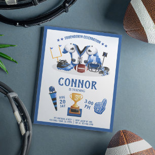 Watercolor Football Blue Budget Geburtstag Einladu