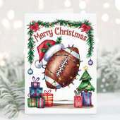 Watercolor Football Christmas Card Feiertagskarte
