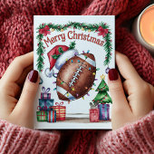 Watercolor Football Christmas Card Feiertagskarte