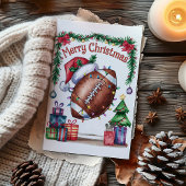 Watercolor Football Christmas Card Feiertagskarte