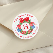 Watercolor Football Christmas Wreath Monogram