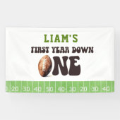 Watercolor Football First Year Down 1st Birthday Banner (Horizontal)