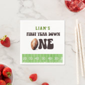 Watercolor Football First Year Down 1st Birthday Serviette (Beispiel)