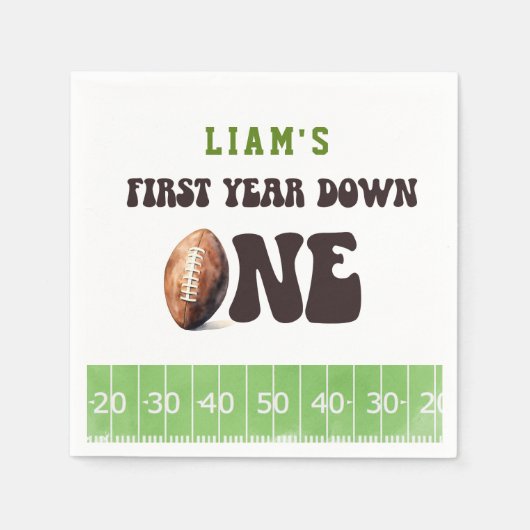 Watercolor Football First Year Down 1st Birthday Serviette (Vorderseite)