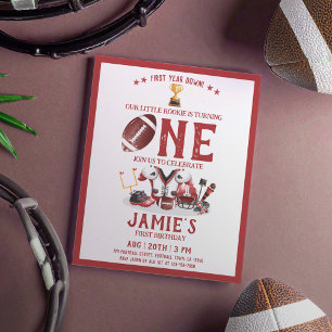 Watercolor Football Red Cheap 1. Geburtstag Einlad