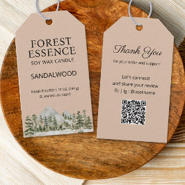 Watercolor Forest Candle Editable Product Hang Tag Geschenkanhänger