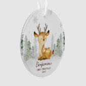 Watercolor Forest Deer Baby's First Christmas Ornament (Vorderseite)