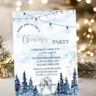 Watercolor Forest Glass Company Weihnachten Party Einladung