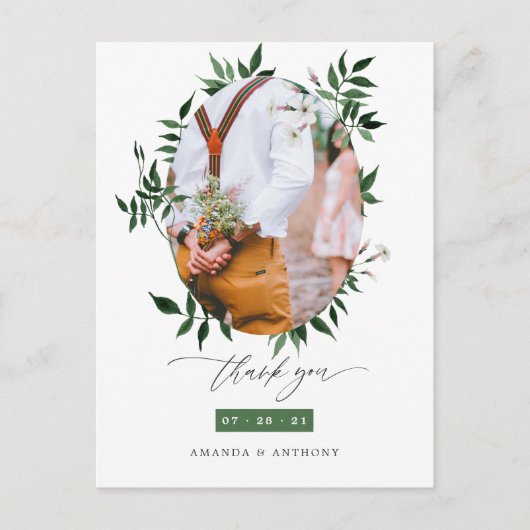 Watercolor Forest Greenerity Wedding Foto Vielen D Postkarte (Vorderseite)