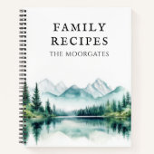 Watercolor Forest Mountain Family Recipes Cookbook Notizblock (Vorderseite)
