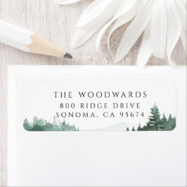 Watercolor Forest Mountain Lake 