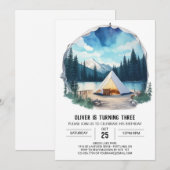 Watercolor Forest Retreat Geburtstag Einladung (Vorne/Hinten)