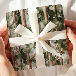 Watercolor Forest Tree Wrapping Paper Geschenkpapier