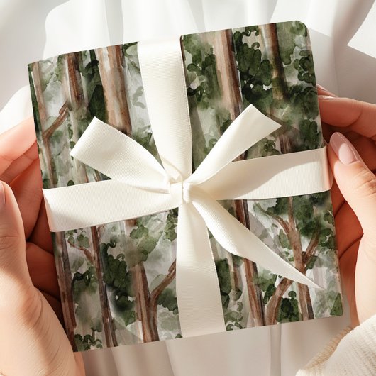 Watercolor Forest Tree Wrapping Paper Geschenkpapier