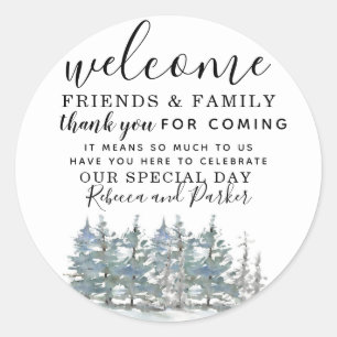 Watercolor Forest Wedding Herzlichen Dank Runder Aufkleber