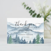 Watercolor Forest Wedding Thank You Dankeskarte (Stehend Vorderseite)