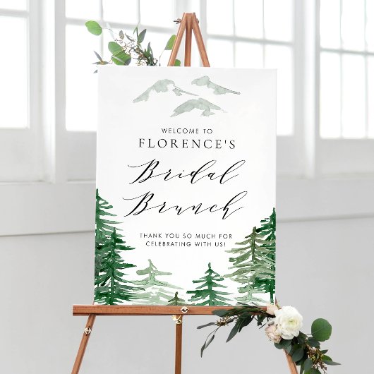 Watercolor Forest Woodland Bridal Brunch Willkomme Poster