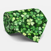 Watercolor Four-Leaf Clover Pattern Lush Green Krawatte (Gerollt)