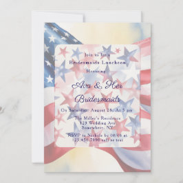 Watercolor Fourth Of July Bridesmaids Luncheon Einladung