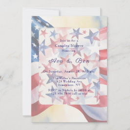 Watercolor Fourth Of July Couples Shower Einladung