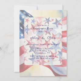 Watercolor Fourth Of July Engagement Party Einladung
