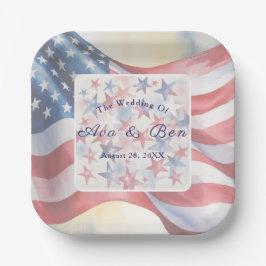 Watercolor Fourth Of July Wedding Paper Plates Pappteller