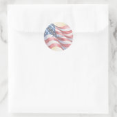 Watercolor Fourth Of July Wedding Runder Aufkleber (Tasche)
