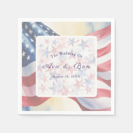 Watercolor Fourth Of July Wedding Serviette