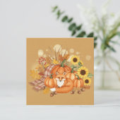 Watercolor fox and pumpkin card karte (Stehend Vorderseite)