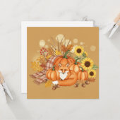 Watercolor fox and pumpkin card karte (Vorderseite/Rückseite Beispiel)