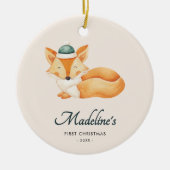 Watercolor Fox Baby Erstes Weihnachtsfest Keramik Ornament (Vorne)