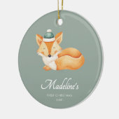 Watercolor Fox Baby First Christmas Green Keramik Ornament (Links)
