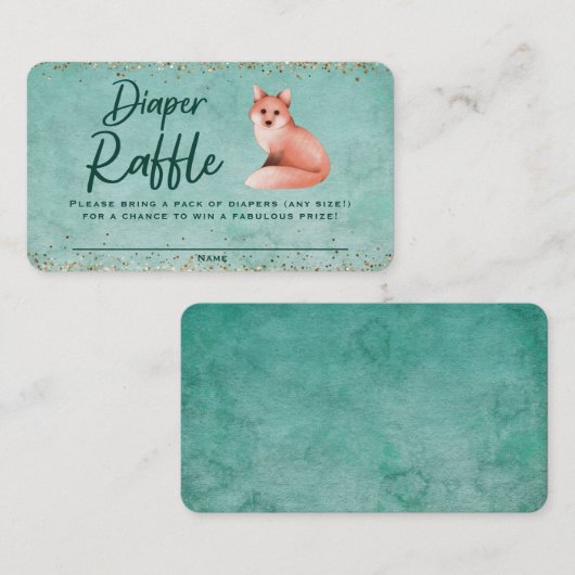 Watercolor Fox Baby Showdusche Windeln Raffle Tick Begleitkarte (Vorne/Hinten)