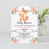 Watercolor Fox Babydusche Einladung (Stehend Vorderseite)