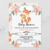 Watercolor Fox Babydusche Einladung (Vorne/Hinten)