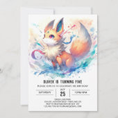 Watercolor Fox Birthday Einladung (Vorderseite)