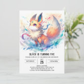 Watercolor Fox Birthday Einladung (Stehend Vorderseite)